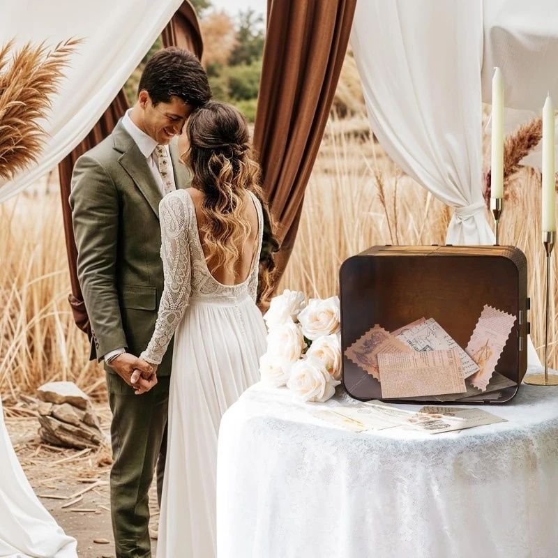 صندوق بطاقات زفاف خشبي مع نافذ - مراجعة Wedding Ceremony Supply وسعره